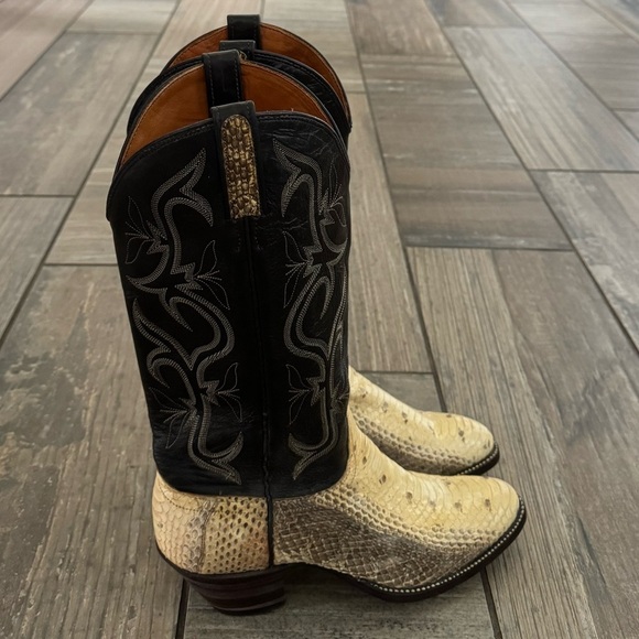 J. Chisholm Snakeskin Cowboy Boots, snake skin and Brown Leather Shaft size 7 - Picture 3 of 13